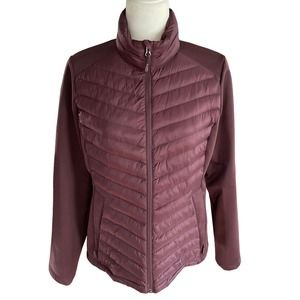 32 Degrees Heat Ultra-Light Nylon Mock-Neck Eggplant Jacket EUC Size Med
